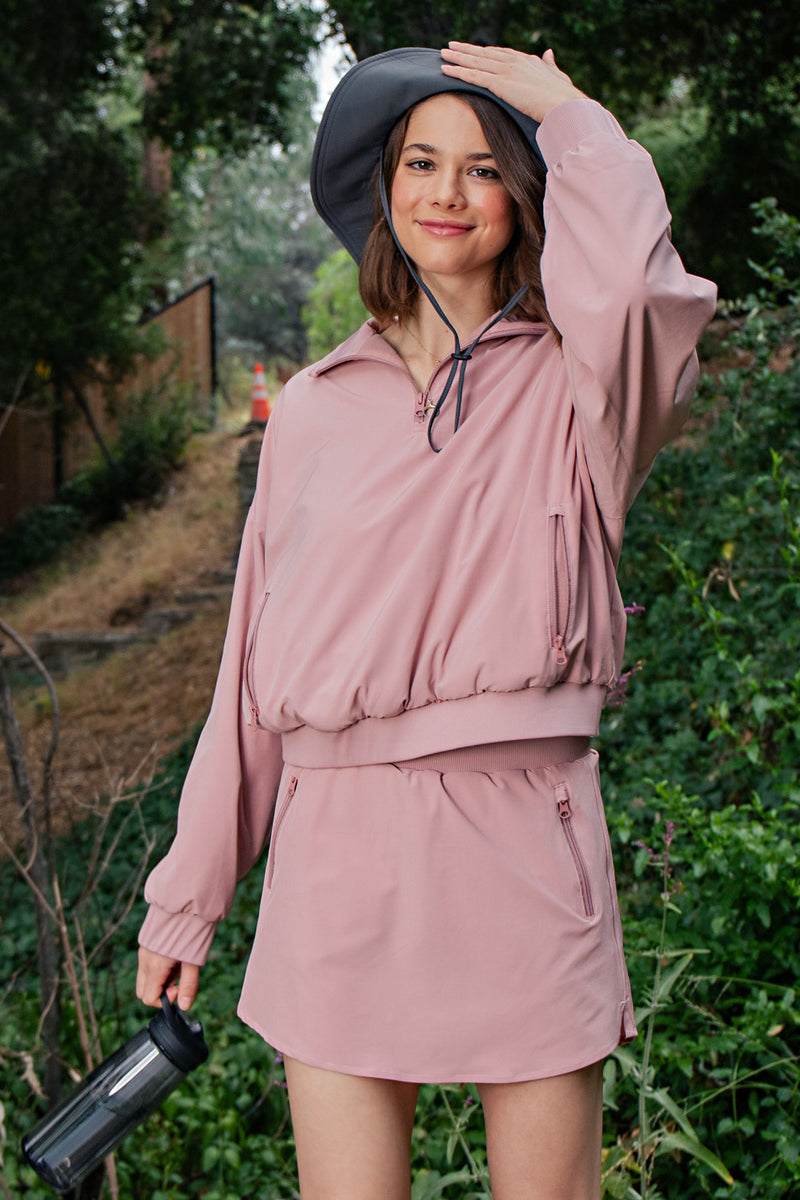 Heavy Poly Stretch Woven Fleece Oversize Skort