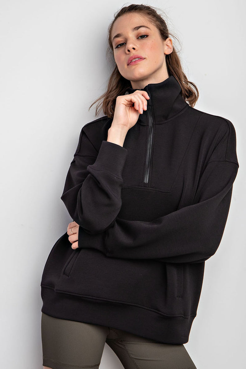 Modal Poly Span Quarter Zip Mock Neck Pullover