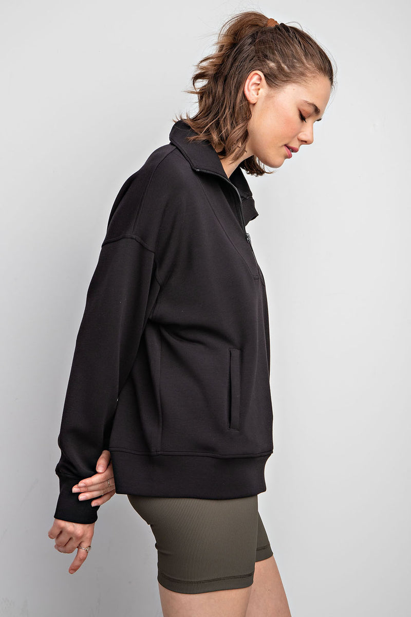 Modal Poly Span Quarter Zip Mock Neck Pullover