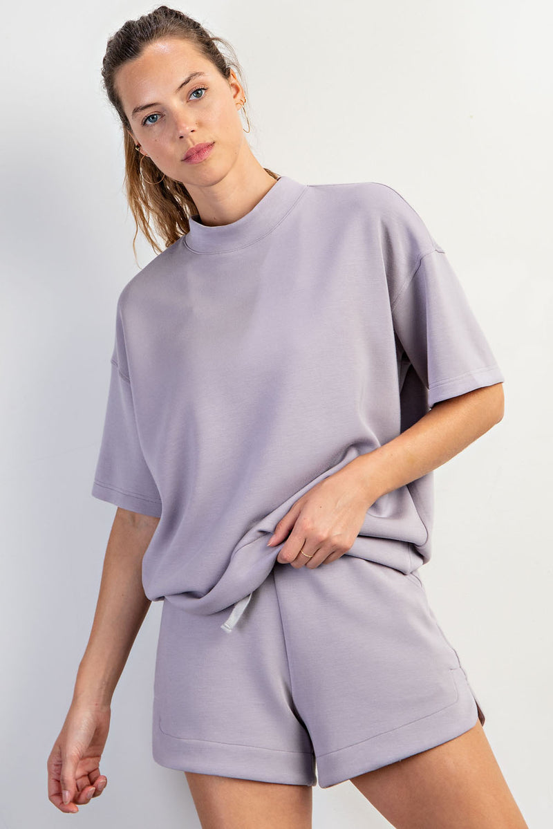 Modal Poly Span Mock Neck Short Sleeve Top