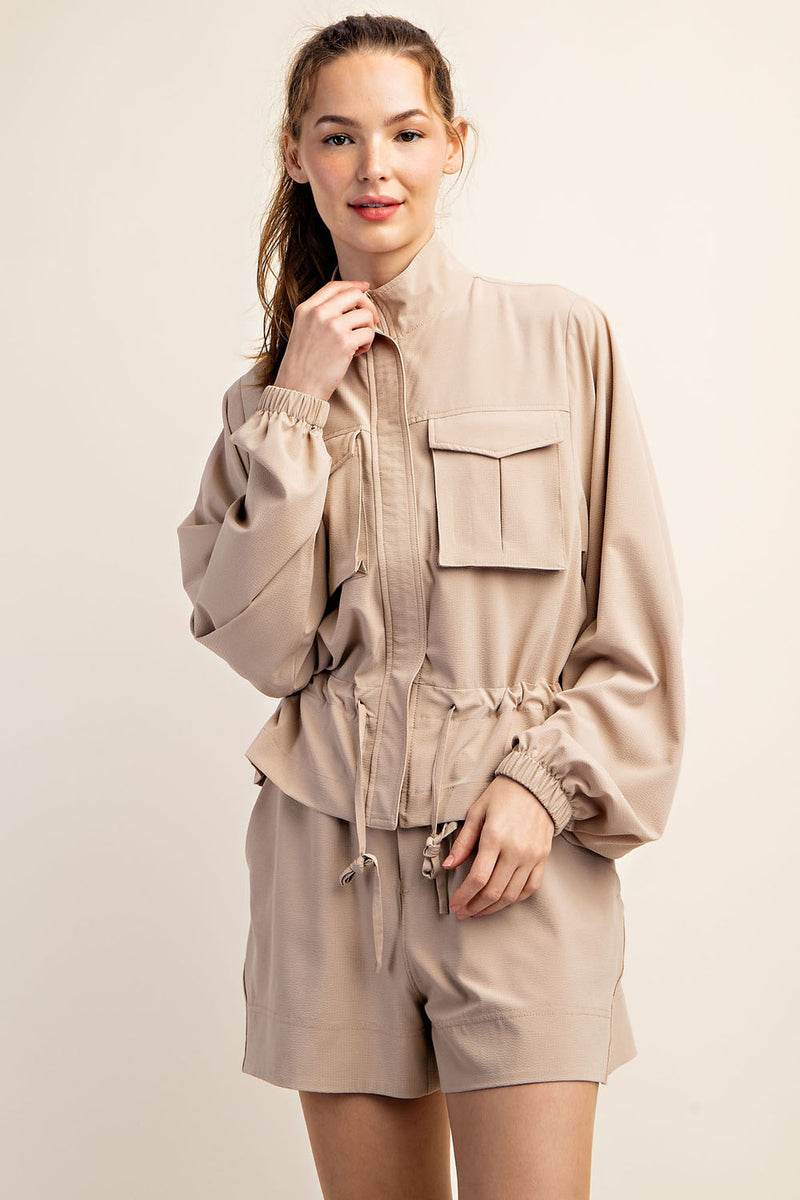 Crinkle Woven Long Sleeve Jacket 2.0