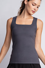 Butter Fabric Square Neckline Sleeveless Tank Top