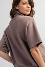 Modal Poly Span Scuba Short Sleeves Cowl Neck Top