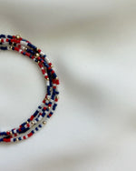 4th of July RWB Beaded Stretchy Bracelets