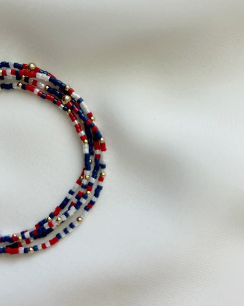 4th of July RWB Beaded Stretchy Bracelets