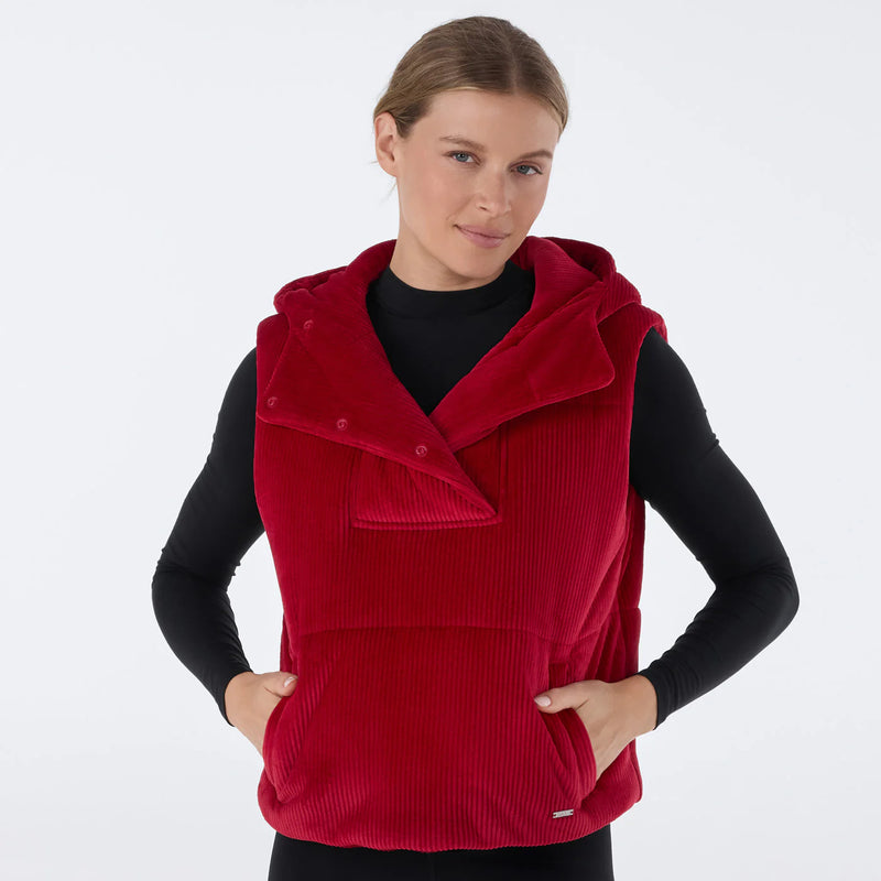 Ribbed Velour Puffer Vest