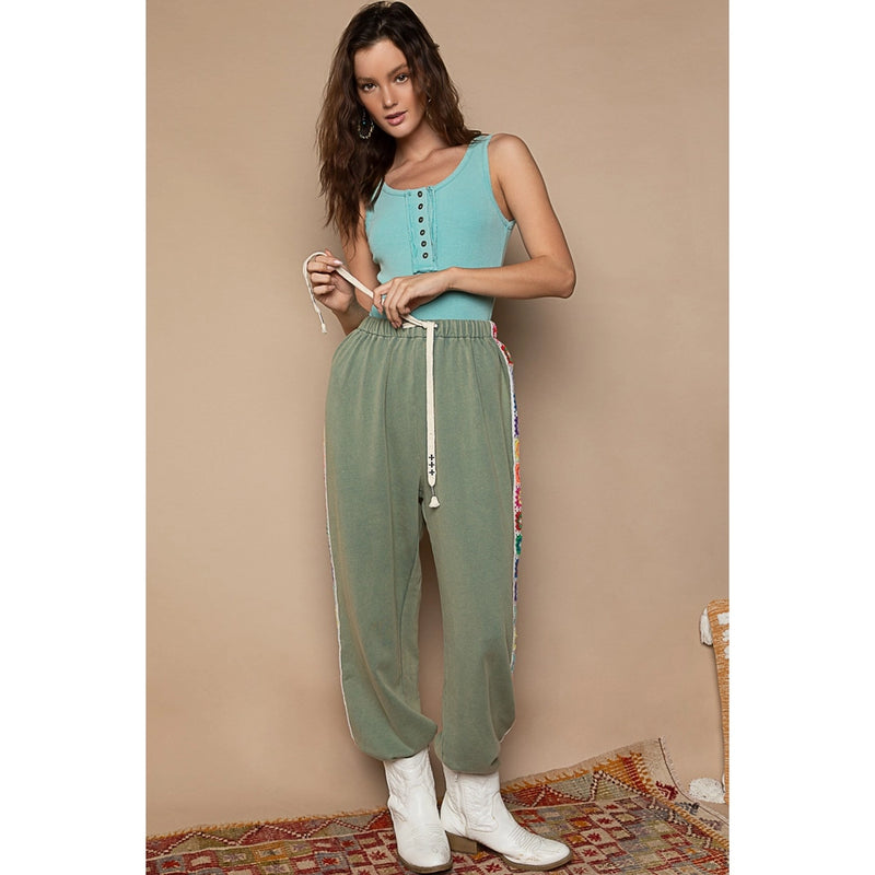 Baggy Fit Square Patch Trim Elastic French Terry Joggers