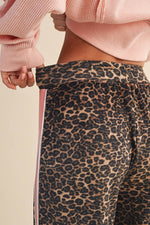 Leopard Print Velour Track Pants
