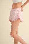 Bow Print Active Shorts with Ruffle Trim
