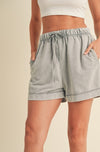 High Waisted Mineral Wash Shorts