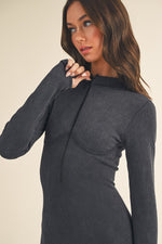 Mineral Wash Seamless Mock Neck Romper