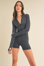 Mineral Wash Seamless Mock Neck Romper