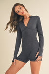 Mineral Wash Seamless Mock Neck Romper