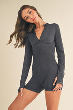 Mineral Wash Seamless Mock Neck Romper