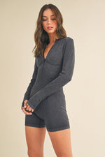 Mineral Wash Seamless Mock Neck Romper