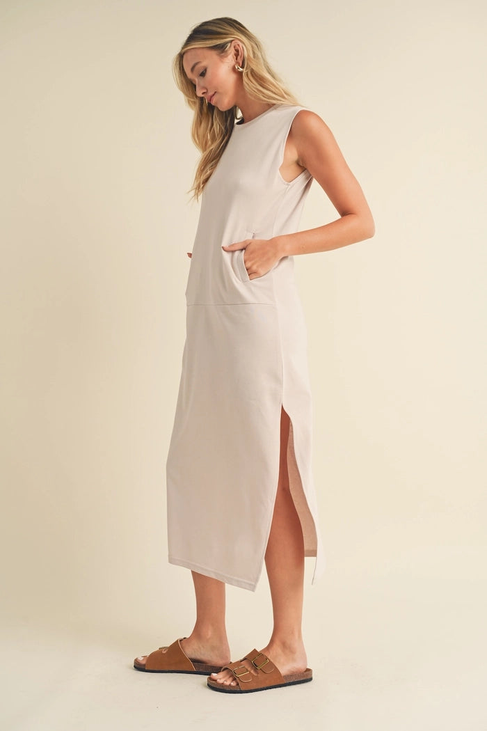 Sleeveless Terry Cloth Midi Dress