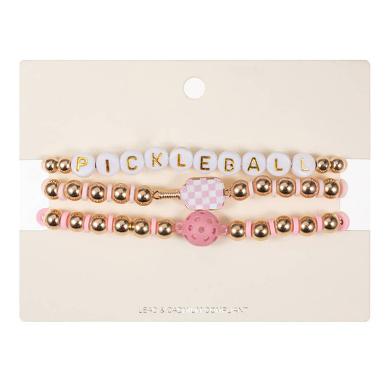 3PCS - Pickle Ball Message Enamel Pickleball Paddle Bracelet: Multi-Colored