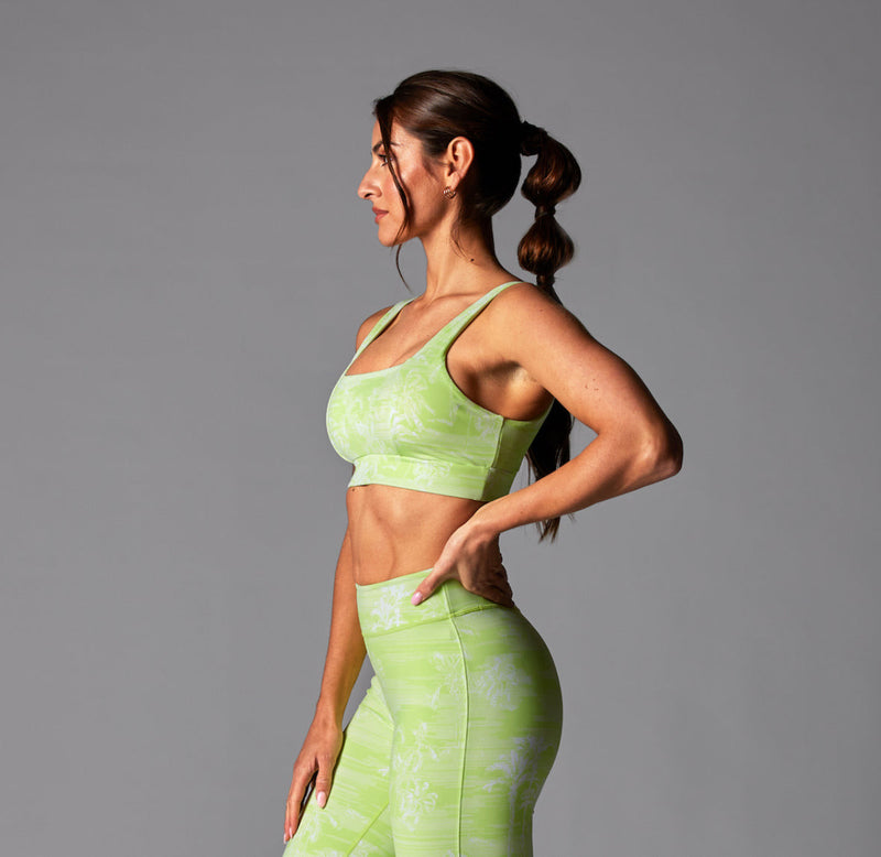 Square Neck Bra in lime tropic toile