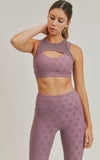 Textured Star Jacquard TACTEL® Sports Bra Mauve 21