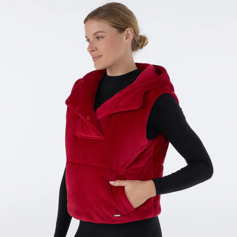 Ribbed Velour Puffer Vest