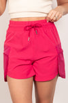 Elastic Waist Activewear Cargo Shorts