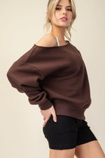 French Terry Fleece Off Shoulder Top