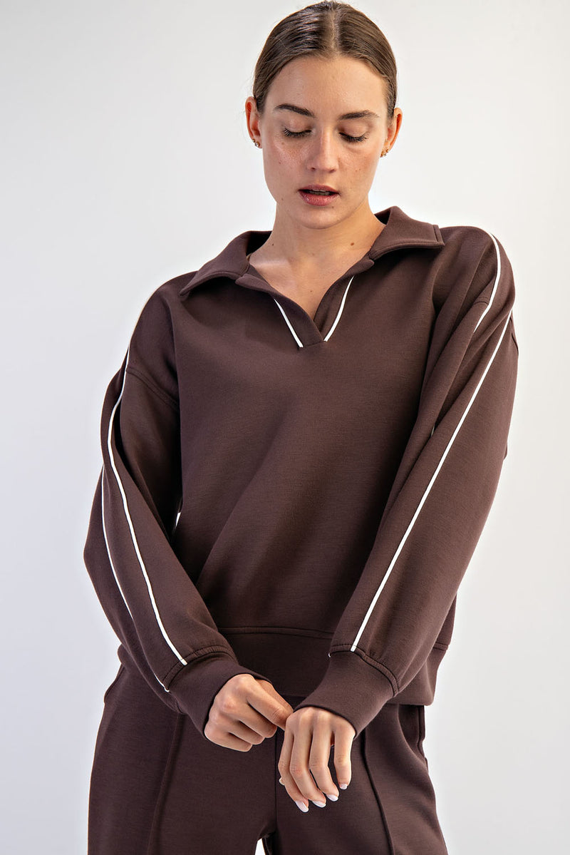 Modal Scuba Double Piping Polo Top