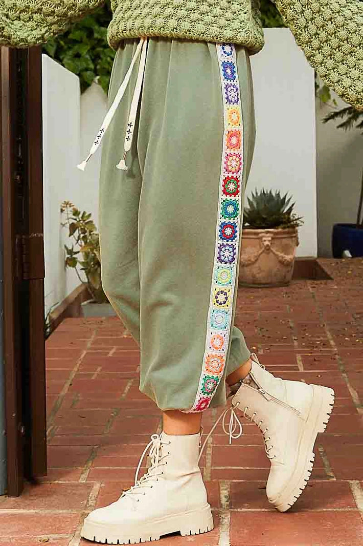 Baggy Fit Square Patch Trim Elastic French Terry Joggers