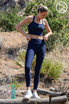 Plus Size Nylon Ribbed Pocket Leggings