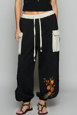 Vintage washed french terry embroidery jogger pant