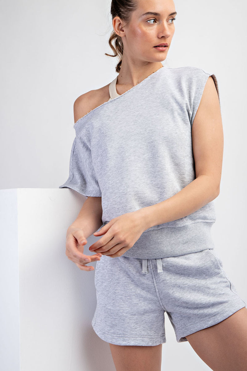 French Terry Off Shoulder Top