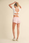 Bow Print Active Shorts with Ruffle Trim