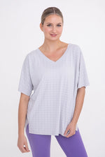 Perforated Square V-Neck Short Sleeve Active Top