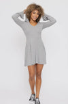 Ribbed Lettuce Hem Hooded Dress