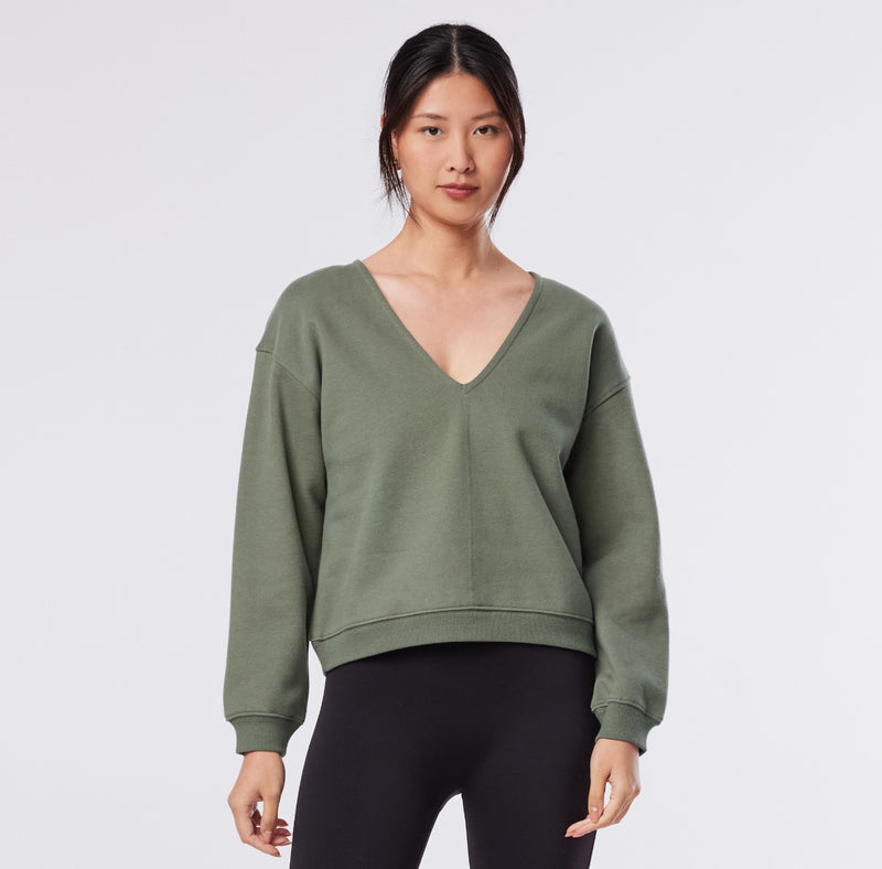 Deep V-Neck Sweatshirt