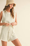 Striped Crochet Tank and Shorts Set