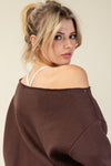 French Terry Fleece Off Shoulder Top