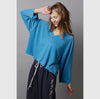 Oversize V-neck Long Sleeve Outseam Solid Top