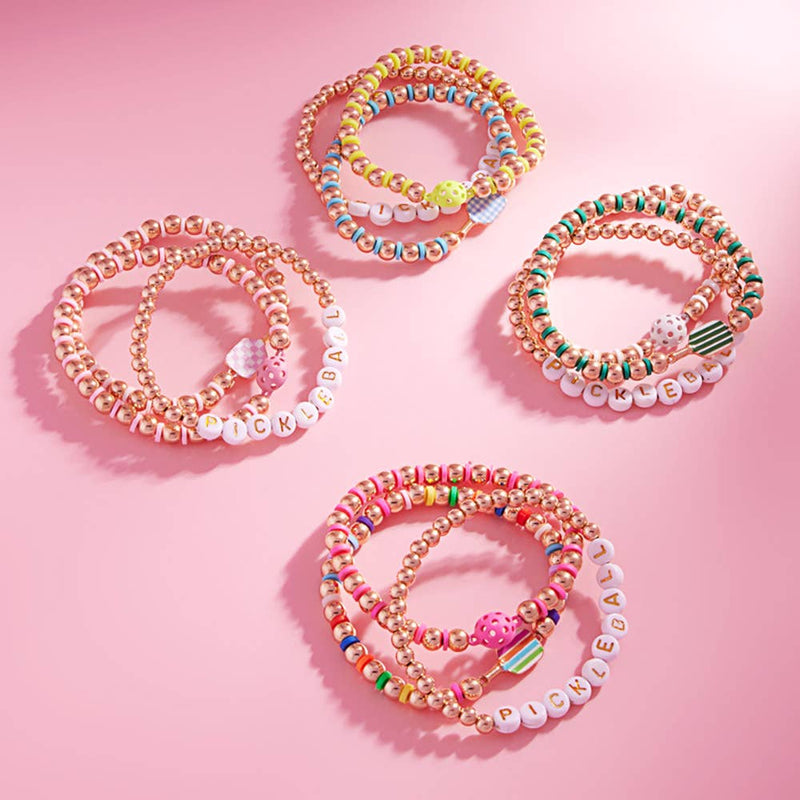 3PCS - Pickle Ball Message Enamel Pickleball Paddle Bracelet: Multi-Colored