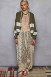 Vintage washing double gauze patch solid hooded zip up top
