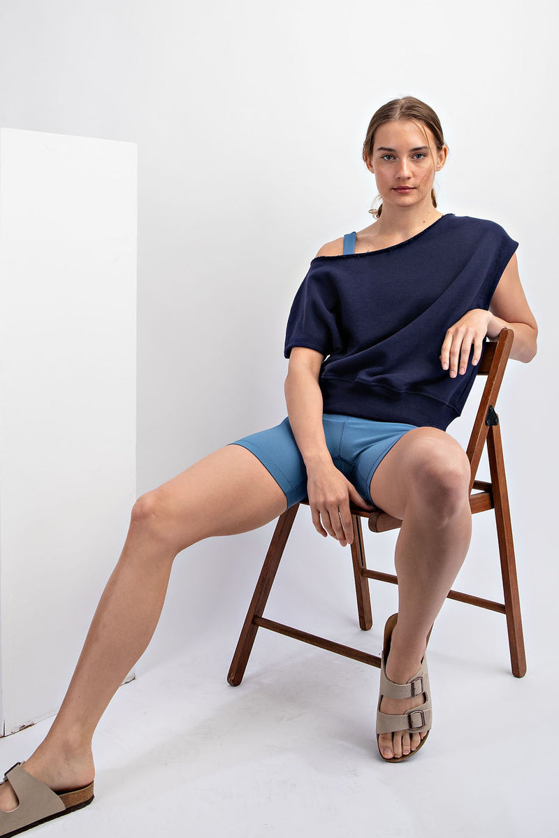 French Terry Off Shoulder Top