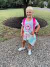 Girl’s Soft Round Neck Crop Tee w/ Pink Happy face patch