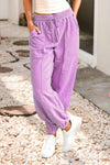 Tie Elastic Waist Patchwork Jogger Pants