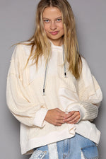Balloon Sleeve Cut Sew Sweater Knit Top