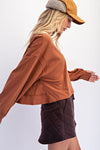 Cotton Open Back Long Sleeve Top