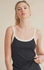 Classic Ribbed Tank Top with Contrast Binding