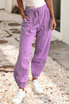 Tie Elastic Waist Patchwork Jogger Pants