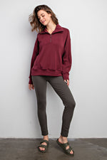 Modal Poly Span Quarter Zip Mock Neck Pullover