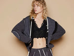 Cut sew multi fabric hooded shacket