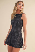 Polka Dot Print A-Line Mini Dress with Drop Waist
